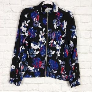 Belle + Sky Blue Floral Stripe ZipUp Bomber Jacket